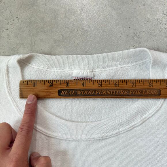 VINTAGE 80s Guess USA Sweatshirt One Size Oversize White Crewneck Spell Out Logo - Picture 7 of 7